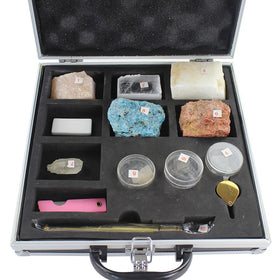 Mohs Hardness Scale Test Kit – 10 Mineral Specimens with Tools & Carrying Case - 0