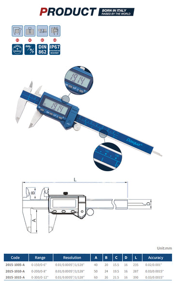 Digital Caliper 150mm High Precision 0.01mm IP67 Pro Series 1005A - 0