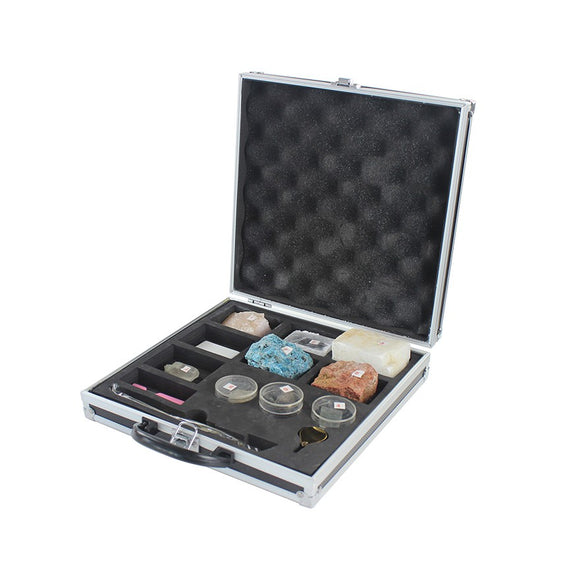 Mohs Hardness Scale Test Kit – 10 Mineral Specimens with Tools & Carrying Case