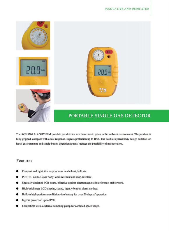 AIYI AGH5200 portable single-gas detector detail