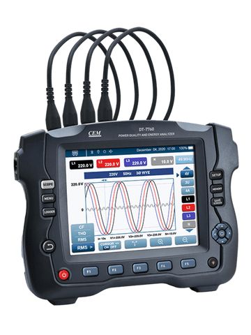 CEM DT-7760 and DT-7761 three-phase power quality analyser operating view