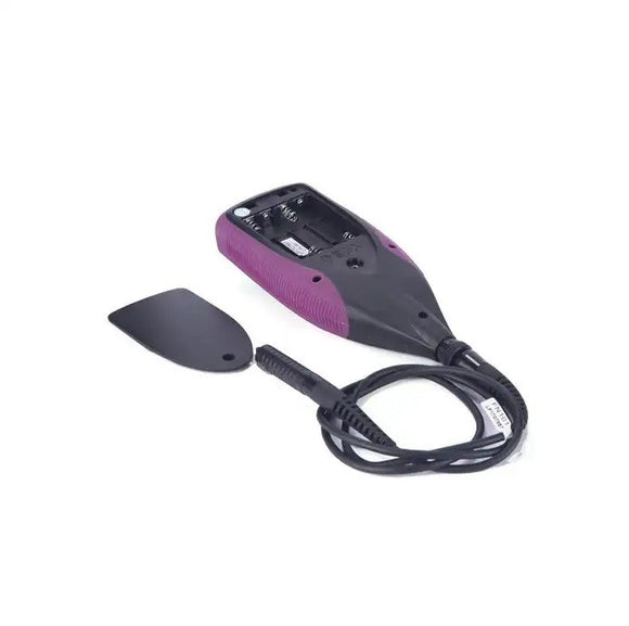 CM8811FN coating thickness gauge rear view with battery cover and probe