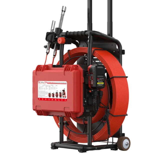 80m Dual Reel Pipe Inspection Camera 30m Inner, Sewer Camera System Self-Leveling 512Hz Sonde Compatible QY6689D