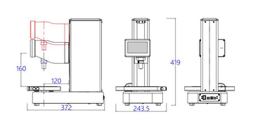 Mikrometry EHSC automatic Shore hardness tester technical drawing