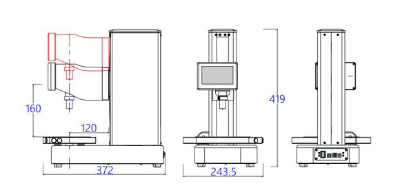 Mikrometry EHSC automatic Shore hardness tester technical drawing