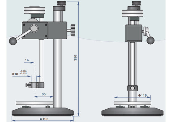Mikrometry EST-HS2 durometer test stand detail