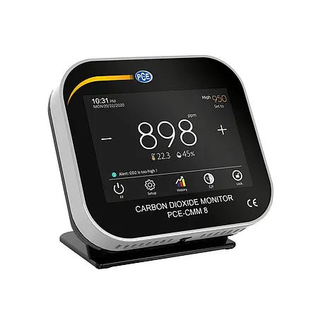 Air Quality Meter | CO?, Temperature & Humidity Monitor incl. ISO Calibration Certificate – PCE-CMM 8-ICA