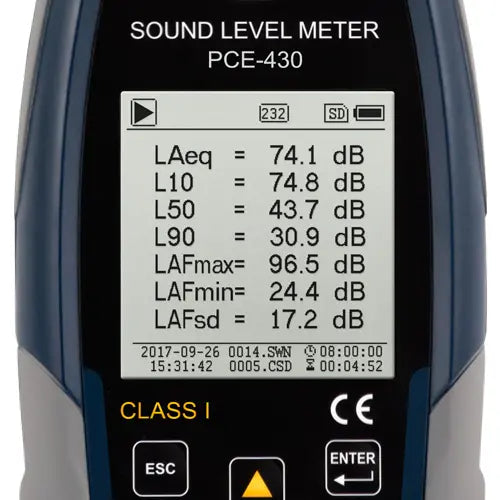 Class 1 Sound Level Meter PCE-430 with Calibrator