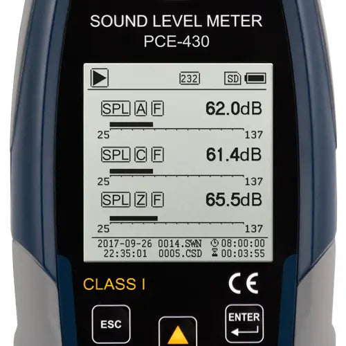 Class 1 Sound Level Meter PCE-430 with Calibrator