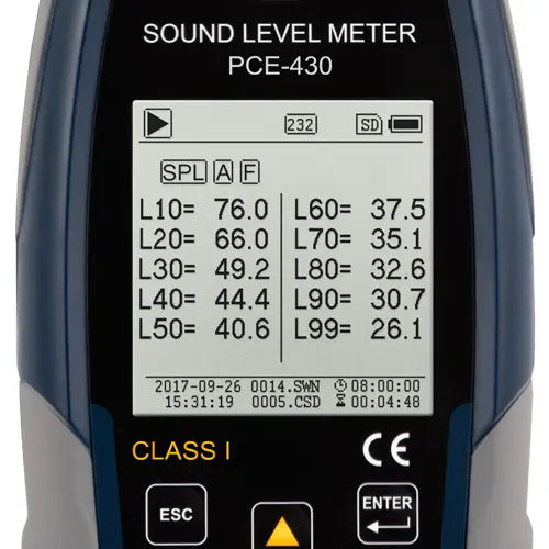 Class 1 Sound Level Meter PCE-430 with Calibrator