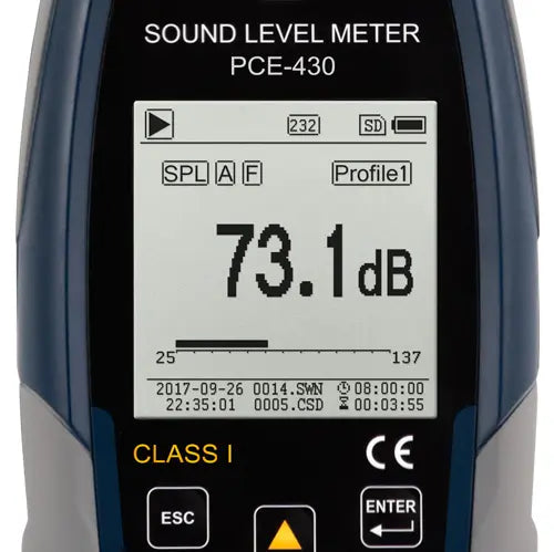 Class 1 Sound Level Meter PCE-430 with Calibrator