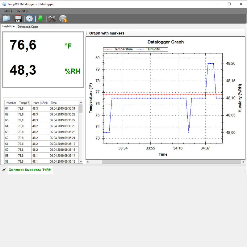 Data Logger for Temperature and Humidity PCE-HT 72-ICA incl ISO Calibration Cert