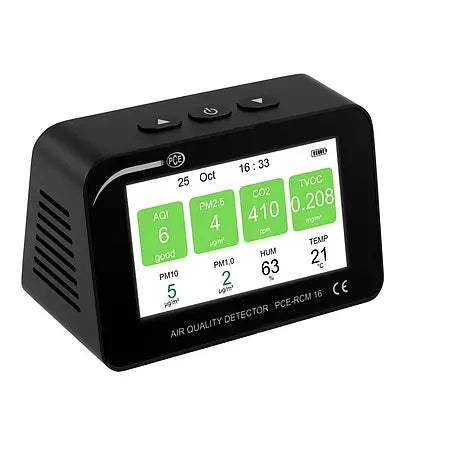 Environmental Air Quality Meter – CO₂, HCHO, TVOC, PM1/2.5/10, Temperature & Humidity PCE-RCM 16