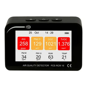 Environmental Air Quality Meter – CO₂, HCHO, TVOC, PM1/2.5/10, Temperature & Humidity PCE-RCM 16 - 0