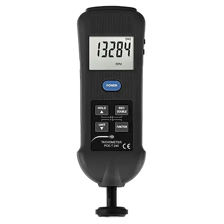 Digital Tachometer | Contact, Optical & Strobe Speed Meter with Temperature – PCE-T 240