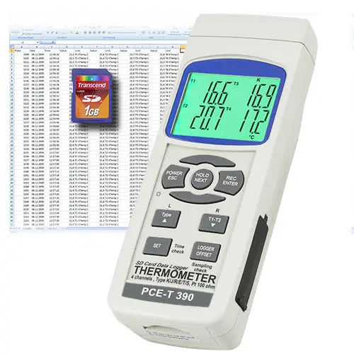 Temperature Data Logger PCE-T390-ICA incl. ISO Calibration Certificate