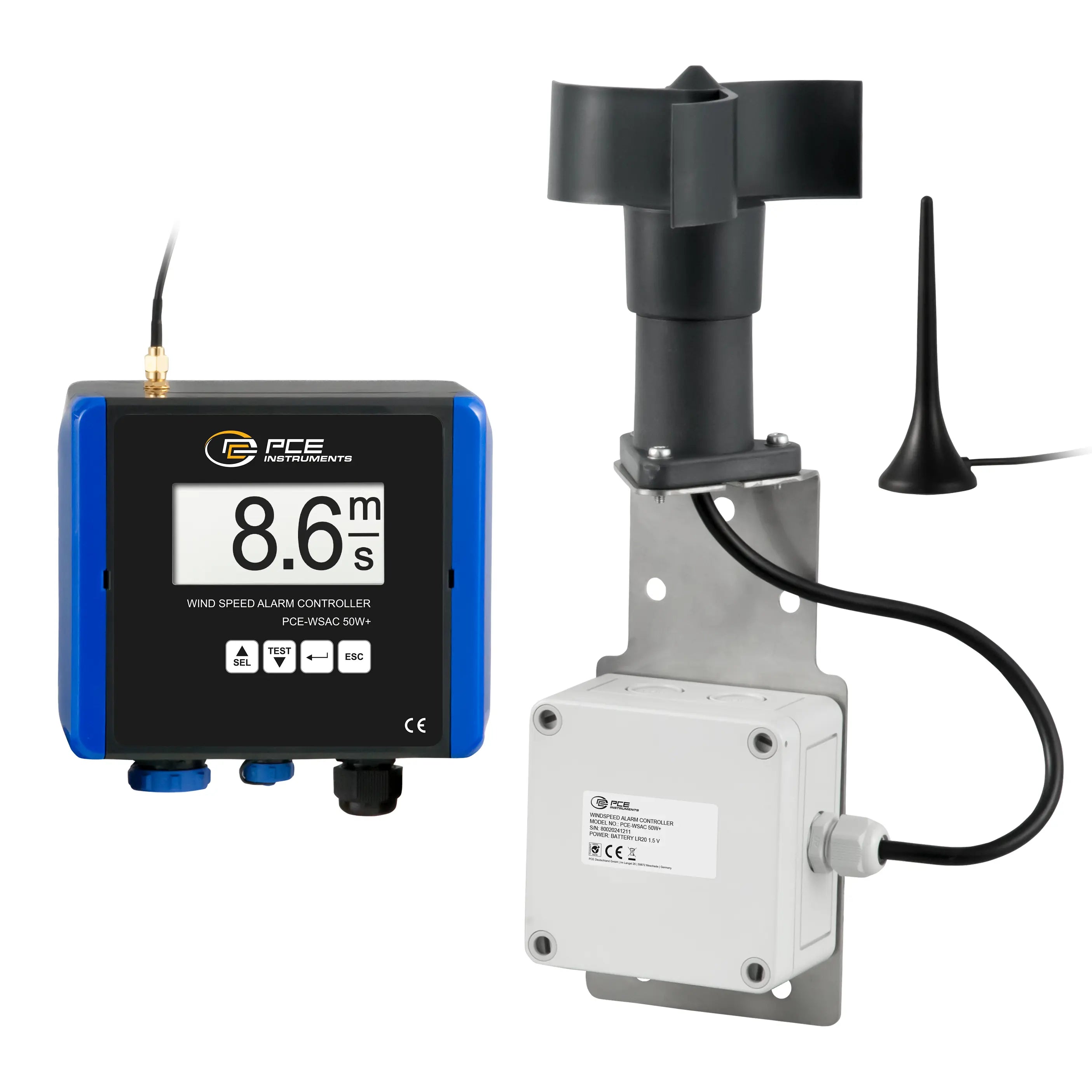 Wind Speed Meter Alarm / Wind Alarm Controller PCE-WSAC 50W+ 230