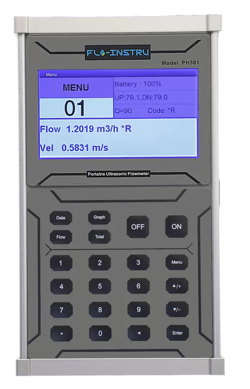 Portable Ultrasonic Flow Meter | Handheld Clamp-On Flow Tester – PH301