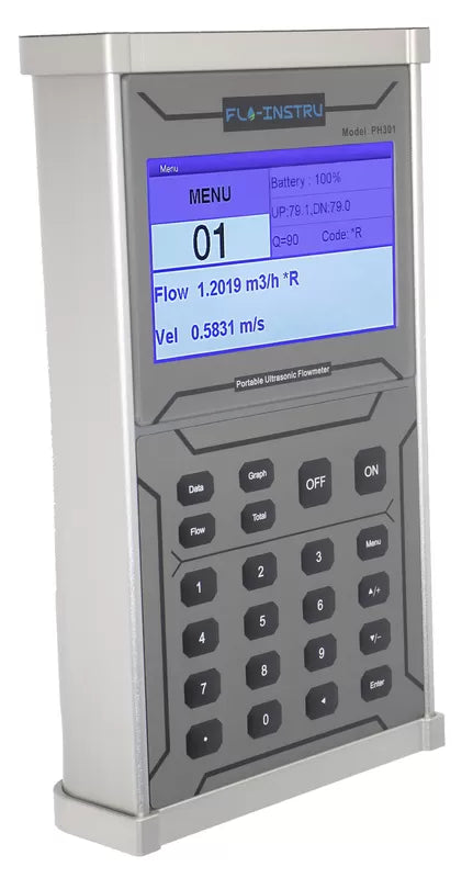 Portable Ultrasonic Flow Meter | Handheld Clamp-On Flow Tester – PH301