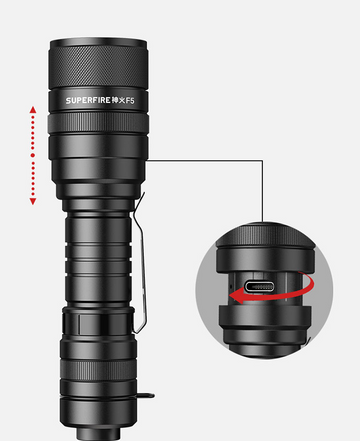 LED Inspection Flashlight 900 Lumens Rechargeable Torch F5 - 0