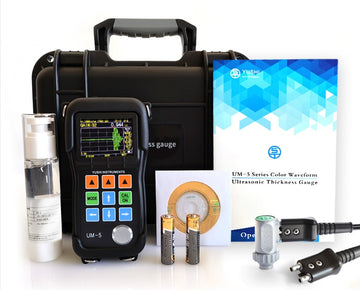 Yushi UM-5 ultrasonic thickness gauge kit with probe, case and accessories